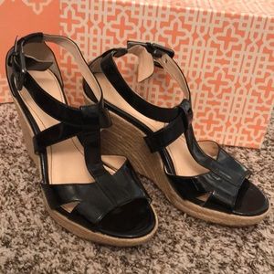 Calvin Klein size 9 black wedges heels sandals